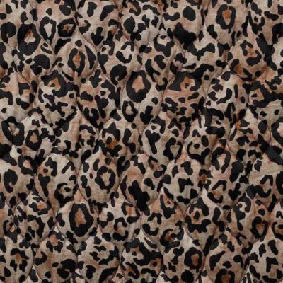 Tissu Doudoune matelassé Ilona léopard sur fond Beige sable - Par 10 cm