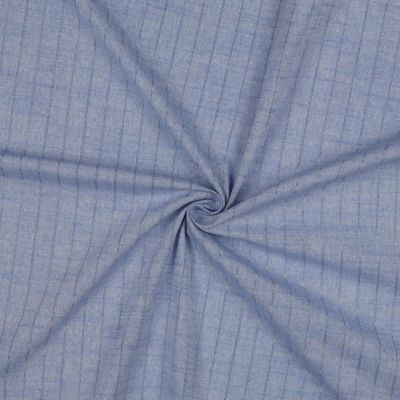 Tissu Coton fil teint rayé Lurex Bleu ciel - Par 10 cm