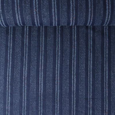 Tissu Jean jacquard Jayce rayures Bleues sur fond Bleu marine - Par 10 cm