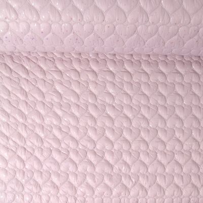 Tissu Doudoune matelassé Kaissa pois irisés sur fond Rose poudré - Par 10 cm