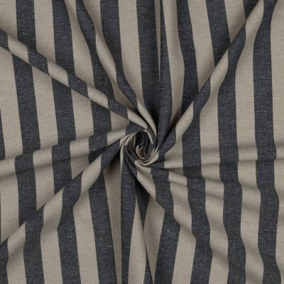 Tissu Lin Viscose rayures Noir sur fond Ecru - Par 10 cm