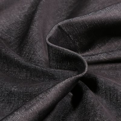 Tissu Chambray extensible uni Noir - Par 10 cm
