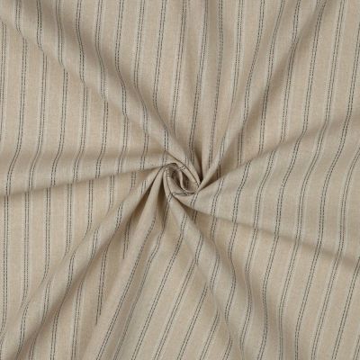 Tissu Lin Viscose lurex Rayé noir sur fond Naturel - Par 10 cm