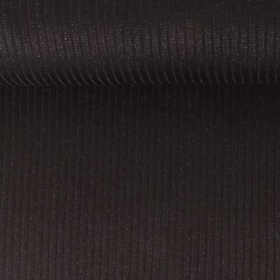 Tissu Maille côtelé pailleté Naëlle uni Noir - Par 10 cm
