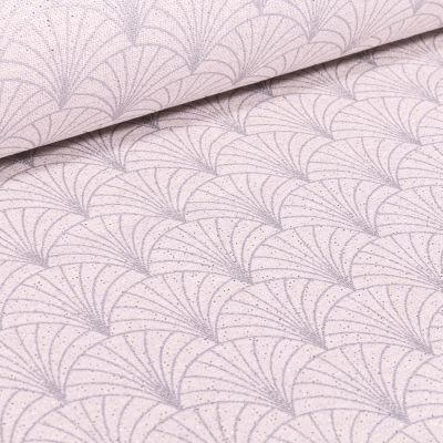 Tissu Toile Polycoton Lurex Eventails Blanc - Par 10 cm
