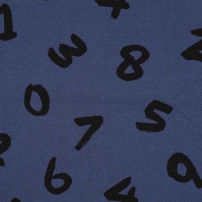 Tissu Sweat envers molletonné Enzo sur fond Bleu denim - Par 10 cm