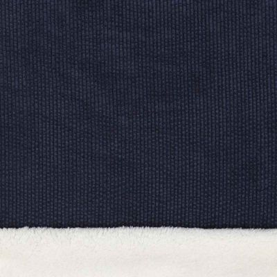 Tissu Velours Côtelé envers Doudou Cosy uni Bleu marine - Par 10 cm