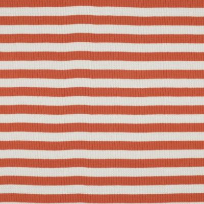 Tissu Jersey Bord Cote Rayé Brique sur fond Blanc - Par 10 cm