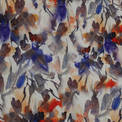 Tissu Viscose Digital Luca sur fond Blanc cassé - Par 10 cm