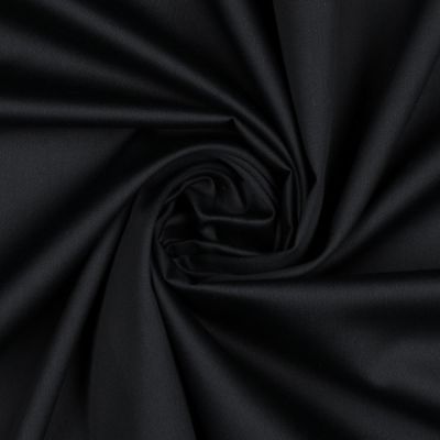 Tissu Satin de Coton uni Noir - Par 10 cm