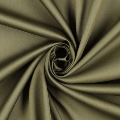 Tissu Satin de Coton uni Vert kaki - Par 10 cm