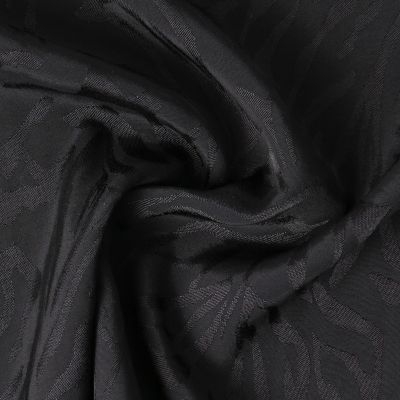 Tissu Jacquard de Viscose Auréa feuilles uni Noir - Par 10 cm