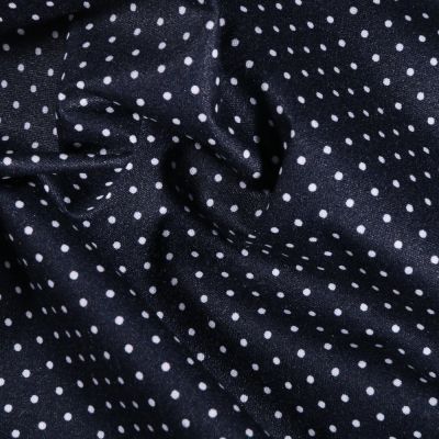 Tissu Coton enduit Petits pois blancs sur fond Bleu marine - Par 10 cm