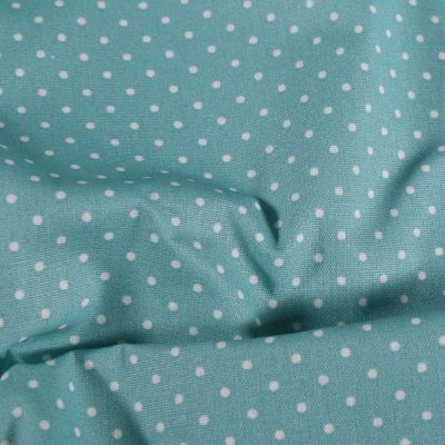 Tissu Coton enduit Petits pois blancs sur fond vert d&#039;eau - Par 10 cm