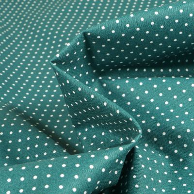 Tissu Coton enduit Little dots sur fond Vert canard - Par 10 cm