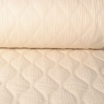 Tissu Double gaze Matelassée réversible uni Ecru - Par 10 cm