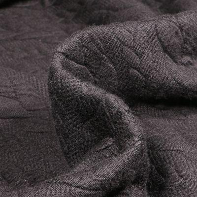 Tissu Sweat effet Maille tressée Lena Noir - Par 10 cm