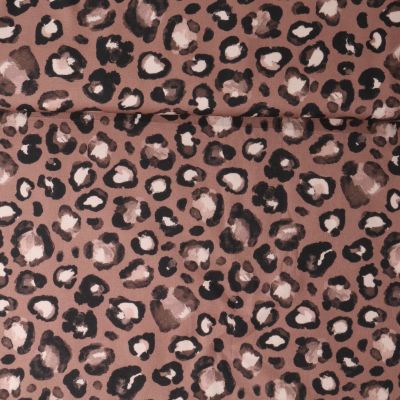 Toile coton canva camel tâches beige sur fond Marron chocolat - Par 10 cm