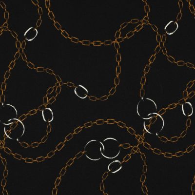 Tissu Jersey Milano chaine Rome doré sur fond Noir profond - Par 10 cm