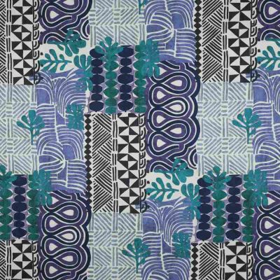 Tissu Toile Canvas Savannaé sur fond Bleu nuit - Par 10 cm