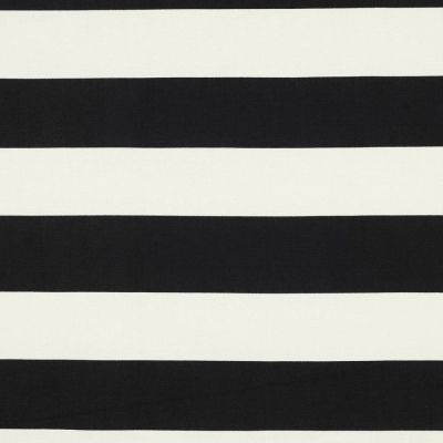Tissu Toile Canvas rayures Marinella noires sur fond Blanc cassé - Par 10 cm