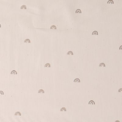 Tissu Coton imprimé arc en ciel Nimoo sur fond Beige clair - Par 10 cm