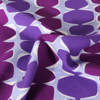 Tissu Viscose EcoVero Totem Graphique sur fond Lilas - Par 10 cm