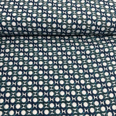 Tissu Viscose Lettra A sur fond Bleu pétrole - Par 10 cm