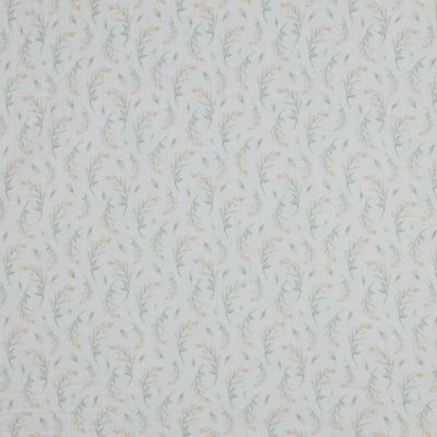 Tissu Double gaze de Coton fleurs Anaé vertes sur fond Blanc chiné - Par 10 cm