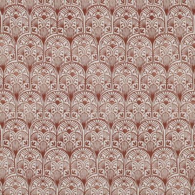 Tissu Toile de Coton Canvas Poppy Arche ethnique Rouille sur fond Blanc - Par 10 cm