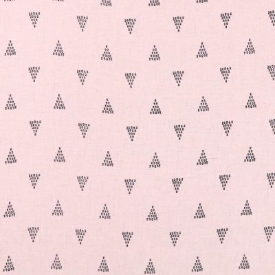 Tissu Lin Viscose léger Triangles Noirs sur fond Rose blush chiné - Par 10 cm