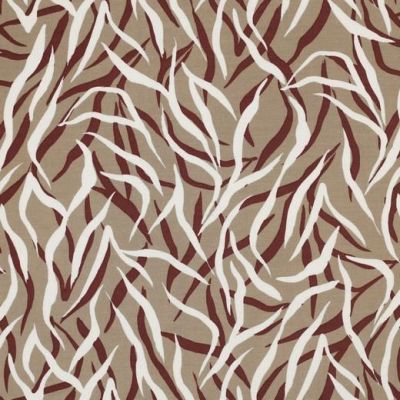 Tissu Viscose Popeline Stretch Trigre sur fond Beige - Par 10 cm