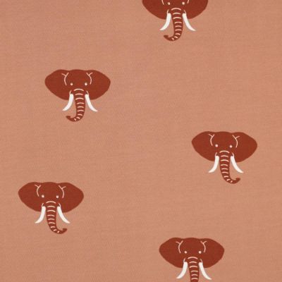 Tissu Jersey Coton Tête d&#039;élephant sur fond Saumon - Par 10 cm