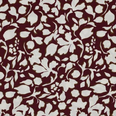 Tissu Viscose extensible Bianca sur fond Bordeaux - Par 10 cm