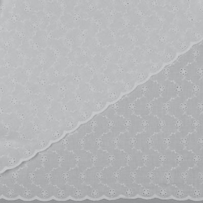 Tissu Coton Broderie anglaise petites fleurs sur fond Blanc - Par 10 cm