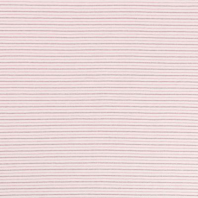 Tissu Jersey Coton Lurex Rayures roses sur fond Ecru - Par 10 cm