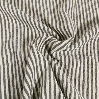 Tissu Seersucker rayé Blanc sur fond Noir - Par 10 cm
