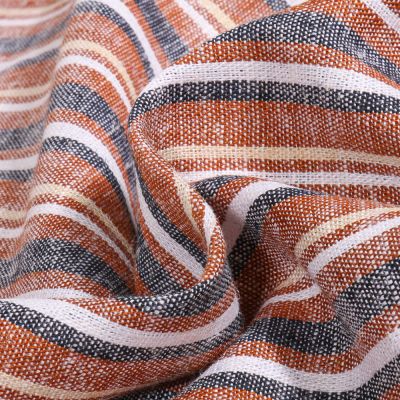 Tissu Lin Viscose Pierrick sur fond Terracotta - Par 10 cm