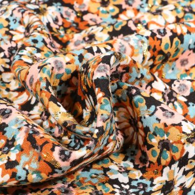 Tissu Viscose lurex Sabri sur fond Noir - Par 10 cm