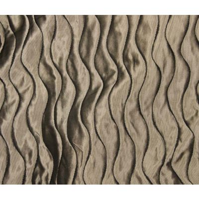 Tissu Jacquard gauffré Rayures ondulées sur fond Beige - Par 10 cm