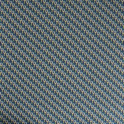 Tissu Satin imprimé Motif chaîne vert et bleu sur fond Noir - Par 10 cm