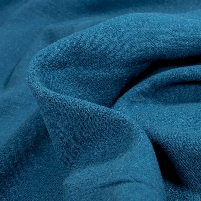 Tissu Lin lavé Viscose uni Bleu pétrole - Par 10 cm