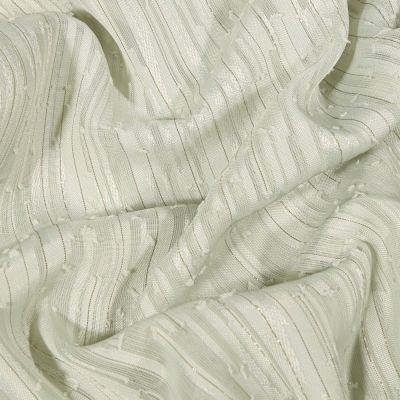Tissu Voile lurex Rayures sur fond Vert d&#039;eau - Par 10 cm