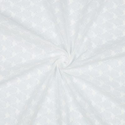 Tissu Coton brodé festonné Adèle Blanc pur - Par 10 cm