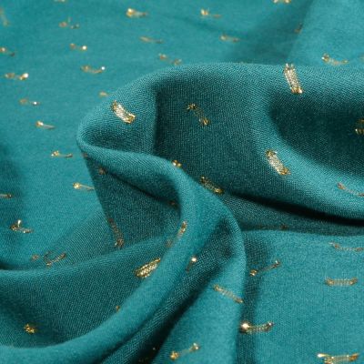 Tissu Viscose Pointilurex sur fond Bleu paon - Par 10 cm