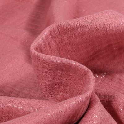 Tissu Double gaze Pailleté uni Vieux rose - Par 10 cm