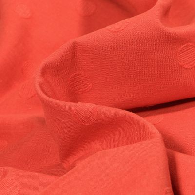 Tissu Voile de Coton Pois texturé sur fond Orange - Par 10 cm