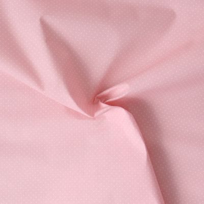 Tissu Polycoton  Dottie pois Blancs sur fond Rose pâle - Par 10 cm