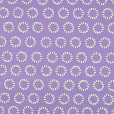 Tissu Polycoton  Rosace Pop vert fluo sur fond Violet - Par 10 cm