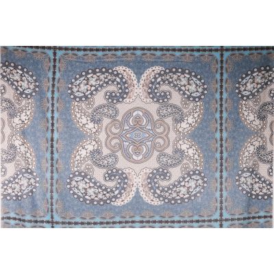 Tissu  Panneau Satin Gianni Tessuti 90x140cm arabesque sur fond Bleu